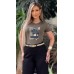 034529 - Blusa Manga Curta Estampa em Silk